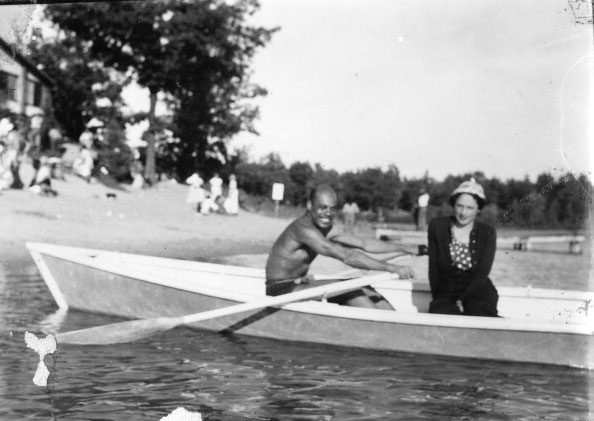 A man and a woman in a boat