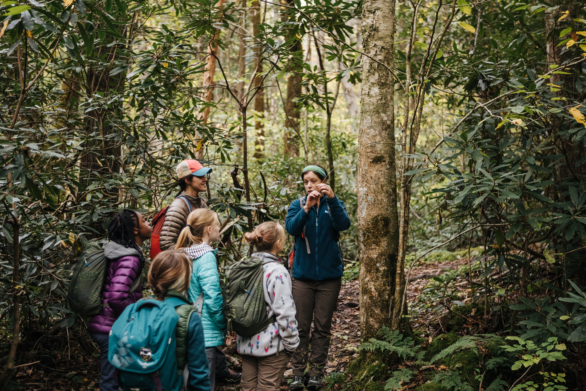 Kids learning from a park ranger in Great Smoky Mountains National Park