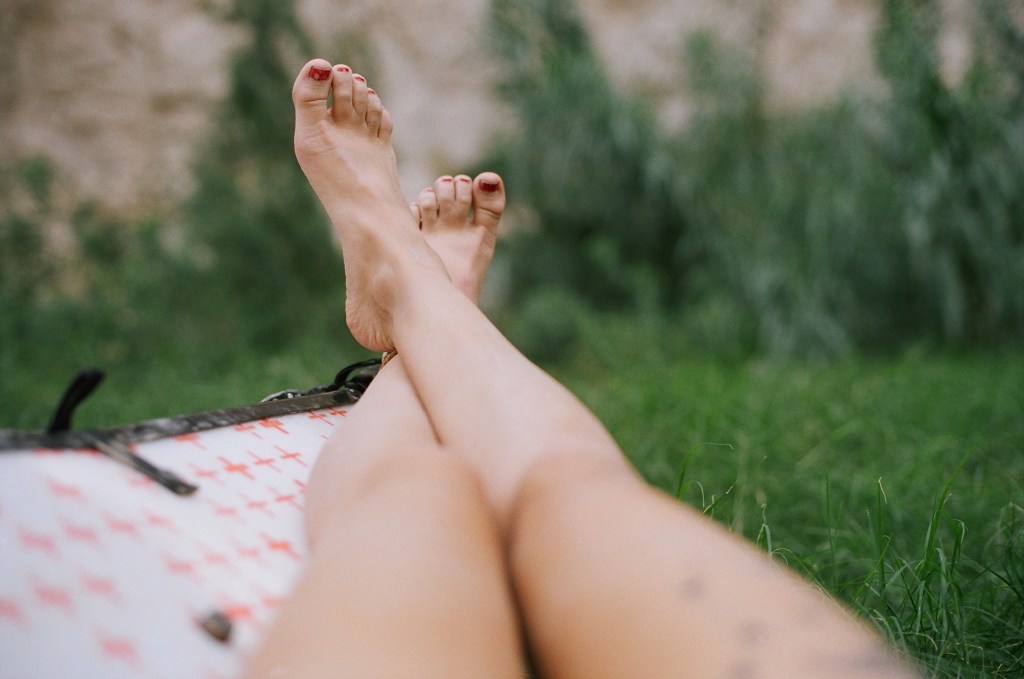 Legs up on boat