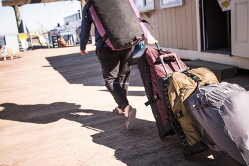 Three rolling bags attached