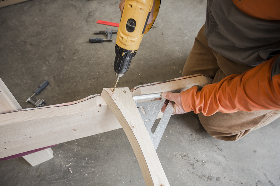 assembling a DIY Ski and Snowboard Adirondack Chair