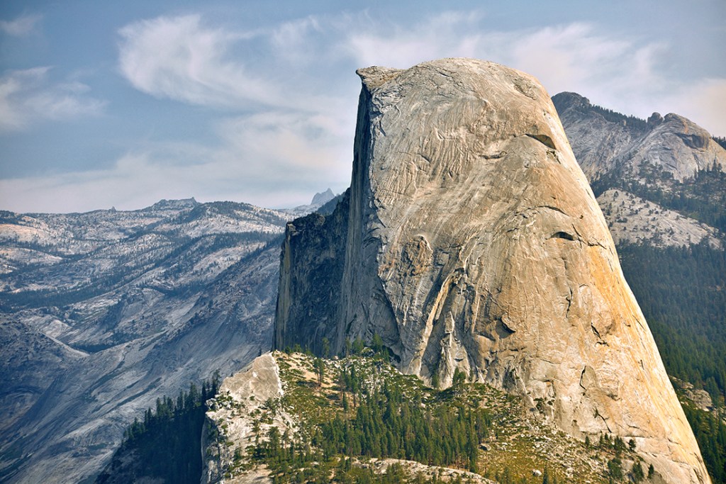 Beautiful view from the Yosemite National Park with the famous Half Dome.