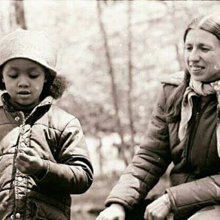 Mom and daughter outside