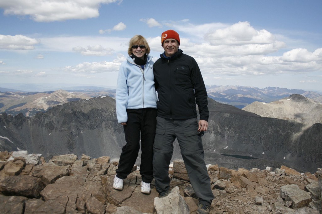 Brendan Leonard and his mom standing on Quandary Peak