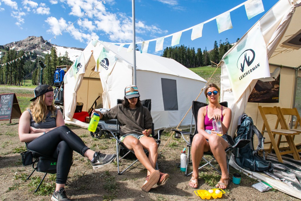 Three women hanging out at Outessa