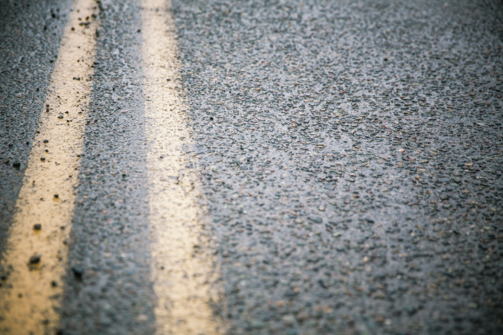 Paved rode with two yellow stripes