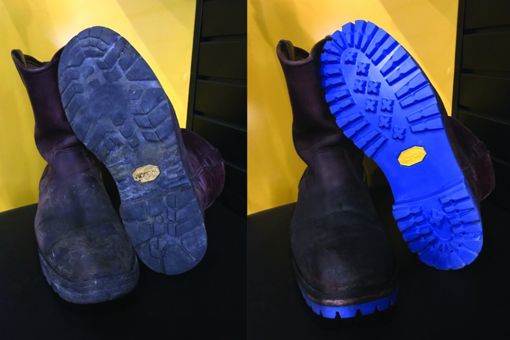 shoes with original soles and with vibram soles