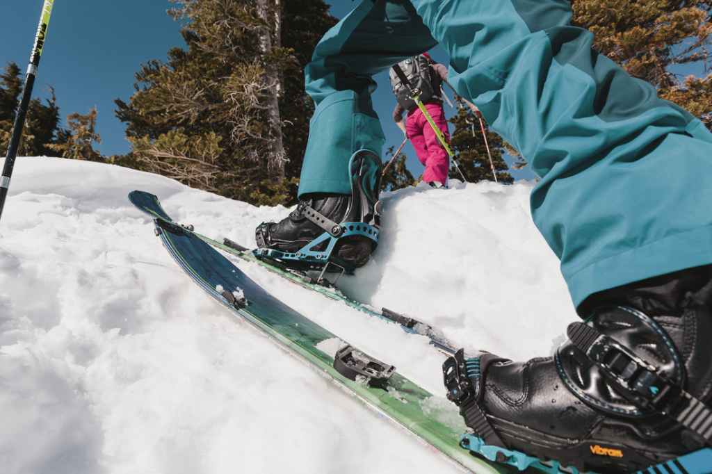 Skin track while backcountry skiing