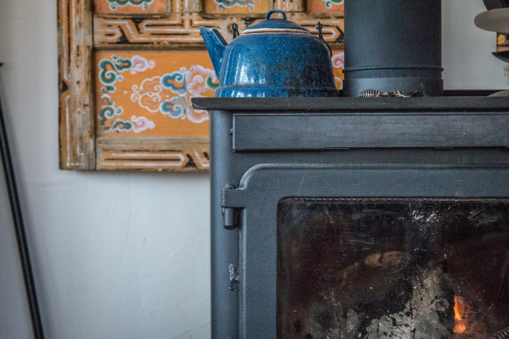 Tea kettle on a stove