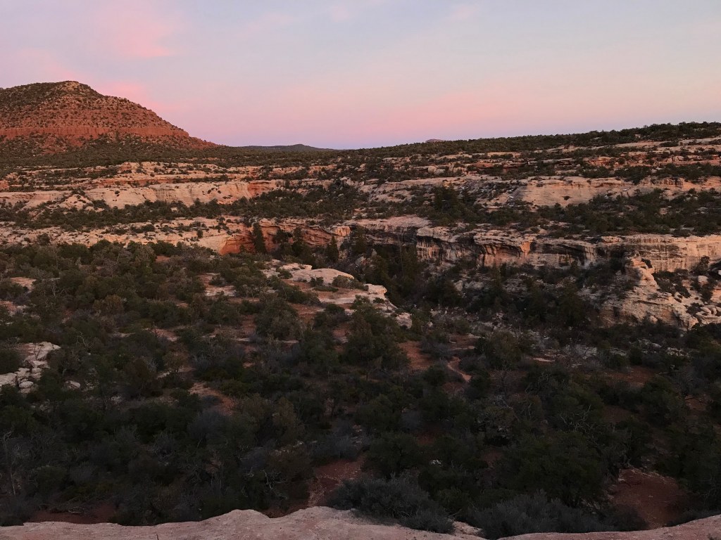 The sun sets over areas formerly within the boundaries of Bears Ears National Monument.