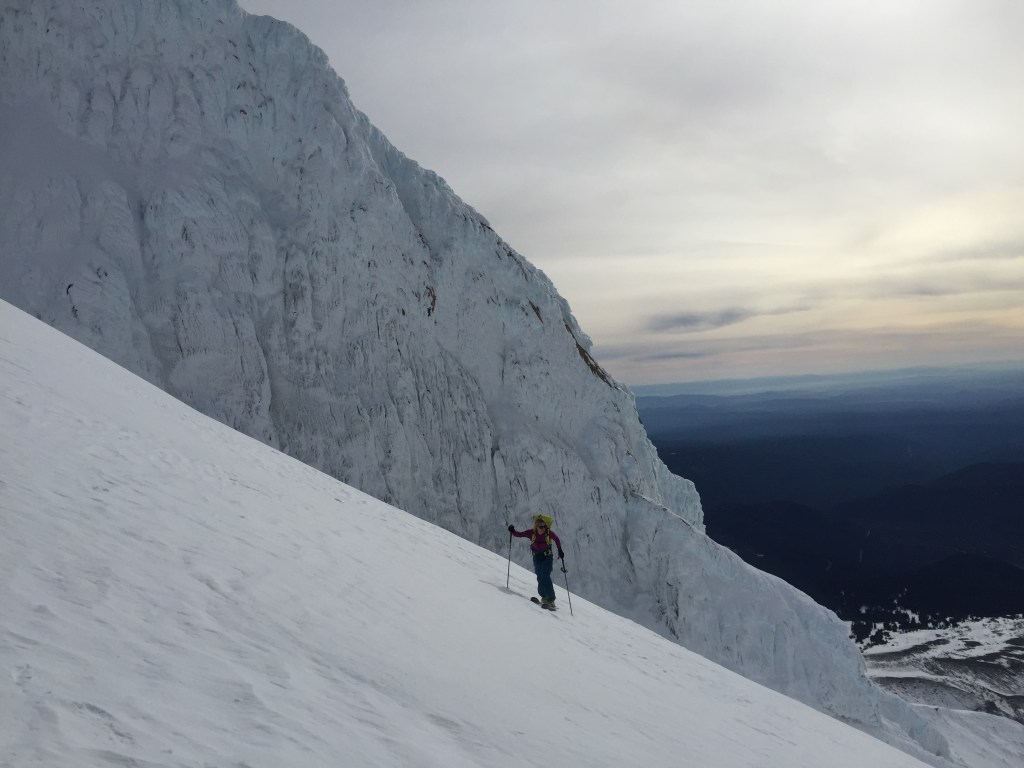 Caroline climbs up Mt. Hood.