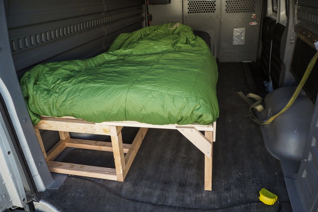 Sleeping platform in van