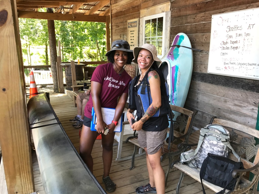Outdoor Afro Birmingham Leader Kellie Clark with Outdoor Afro member Trina King.