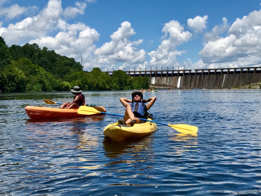 Outdoor Afro Birmingham member Trina King relaxes in her kayak. 