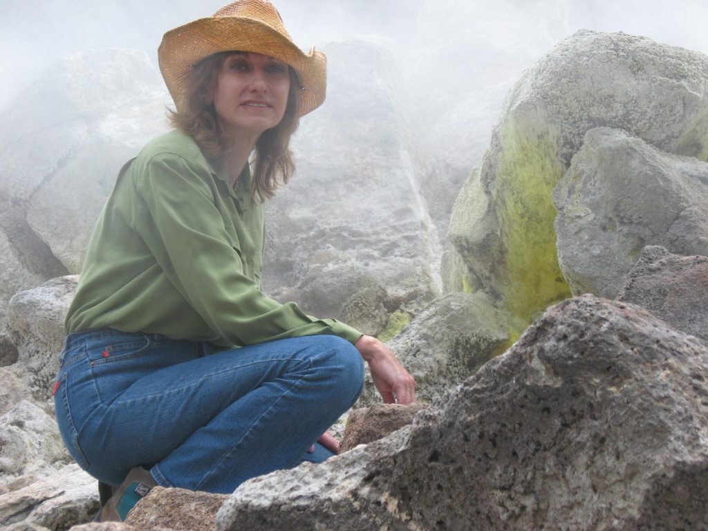 Lopes near a steaming volcano