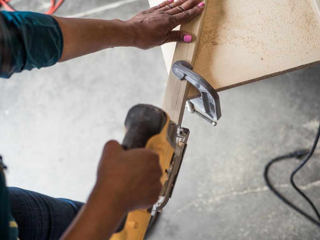 Clamping the wood securely in place
