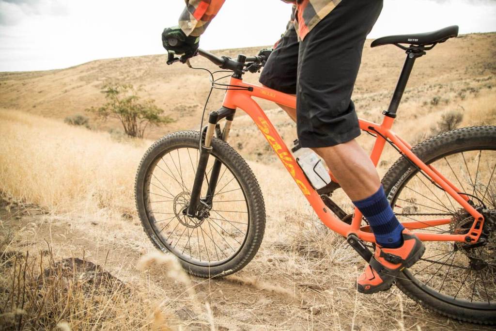 The bike's plus-size 27.5+ tires.