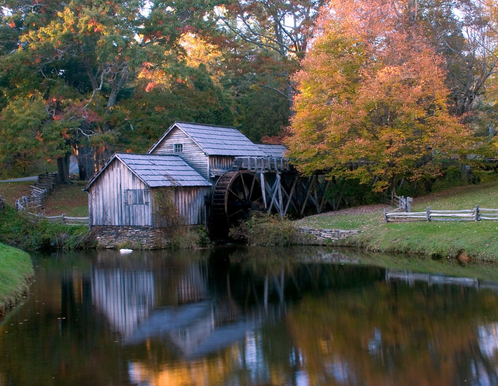 The Mabry Mill on the Blue Ridge Parkway. Photo credit: Jimmy Joe, Flickr.