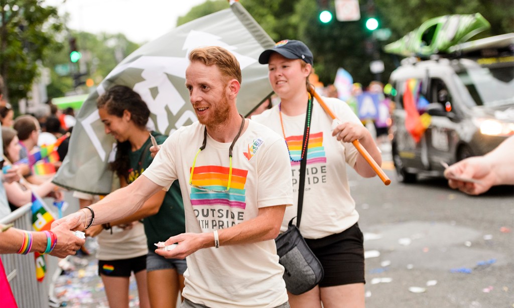 We handed out thousands of REI #OutsideWithPride stickers to festivalgoers on P Street NW.