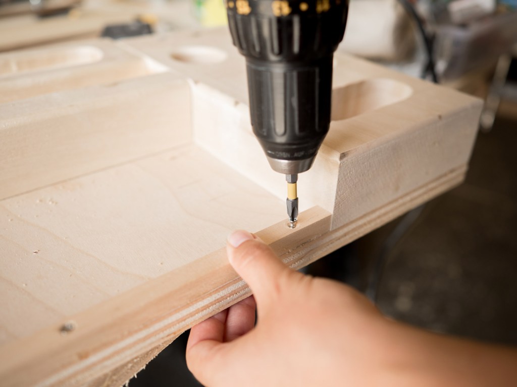 insert screws carefully to avoid splitting the trim