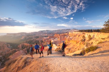 Hikers take in the view in Bryce Canyon National Park.