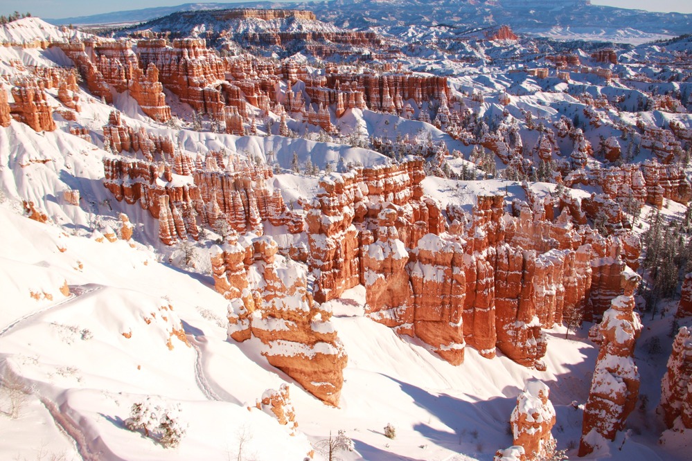 Bryce Canyon under a blanket of fresh snow.