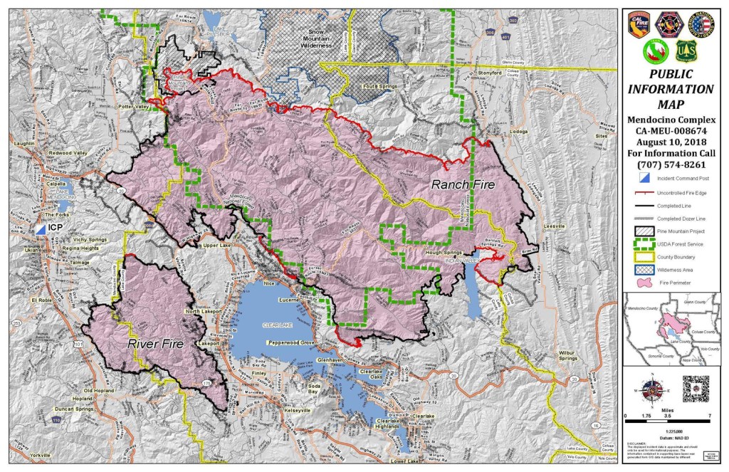 Mendocino Complex Fire Public Information Map. Courtesy of the U.S. Forest Service.