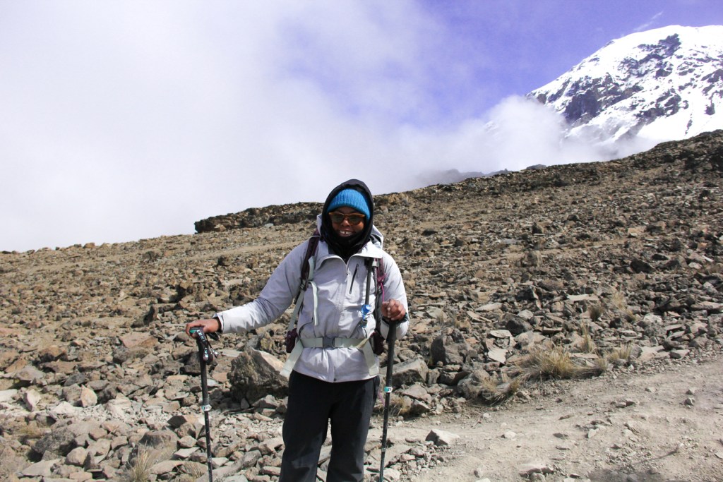 The author on day 7, descending from Barafu Camp.