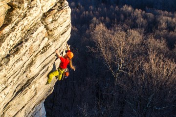 A climber at Sauratown Mountain.