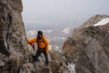 Tate MacDowell climbing Grand Teton.