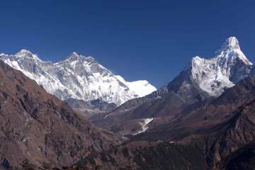 The Himalayas, with Everest on the left