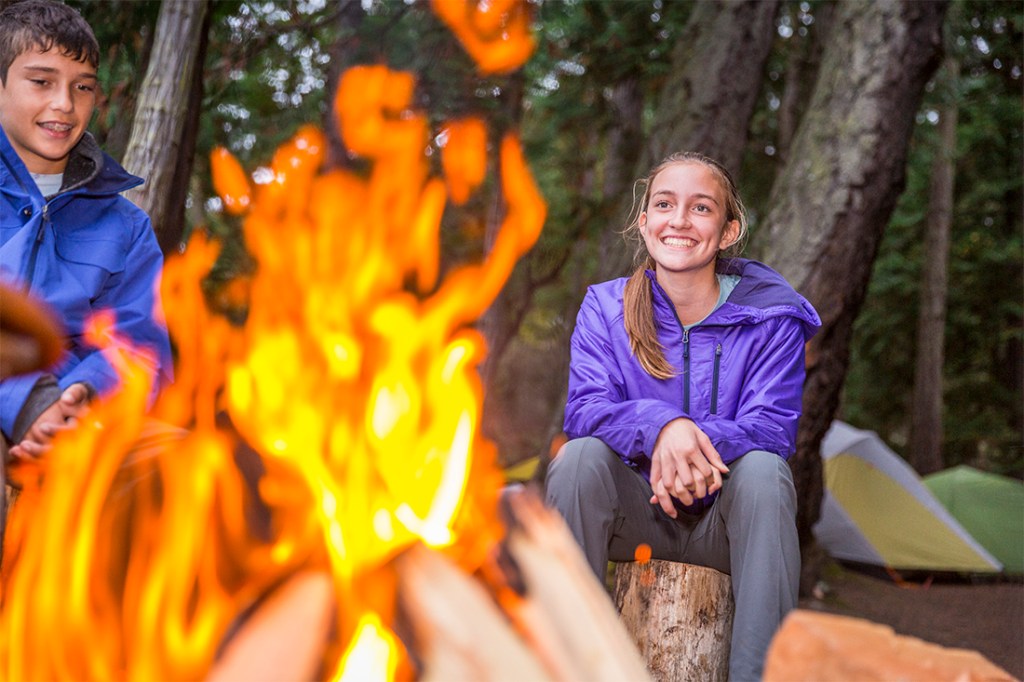 Fireside family time.