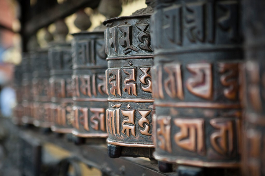 Prayer wheels are a common sight in Kathmandu and also during the trek to Everest Base Camp.