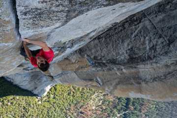 Alex Honnold making the first free solo ascent of El Capitan's Freerider in Yosemite National Park, CA. (National Geographic/Jimmy Chin)