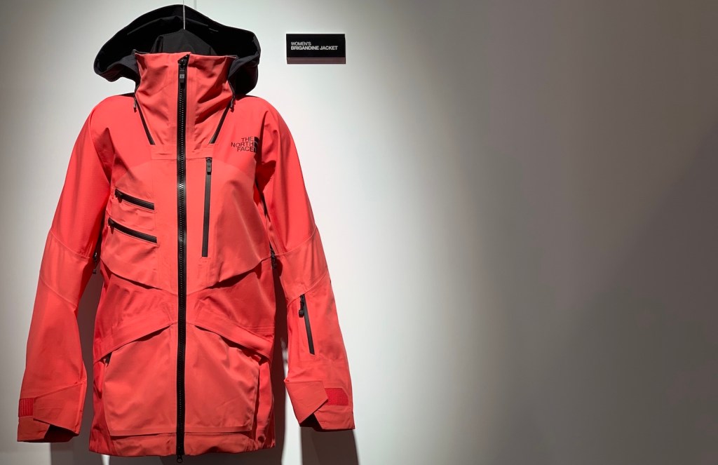 A jacket from The North Face hangs at Outdoor Retailer. 