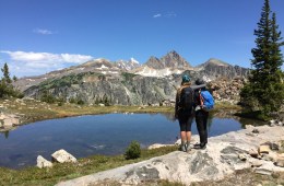 Best friends Hadley Hammer and Resi Stiegler take in a beautiful view in the mountains.