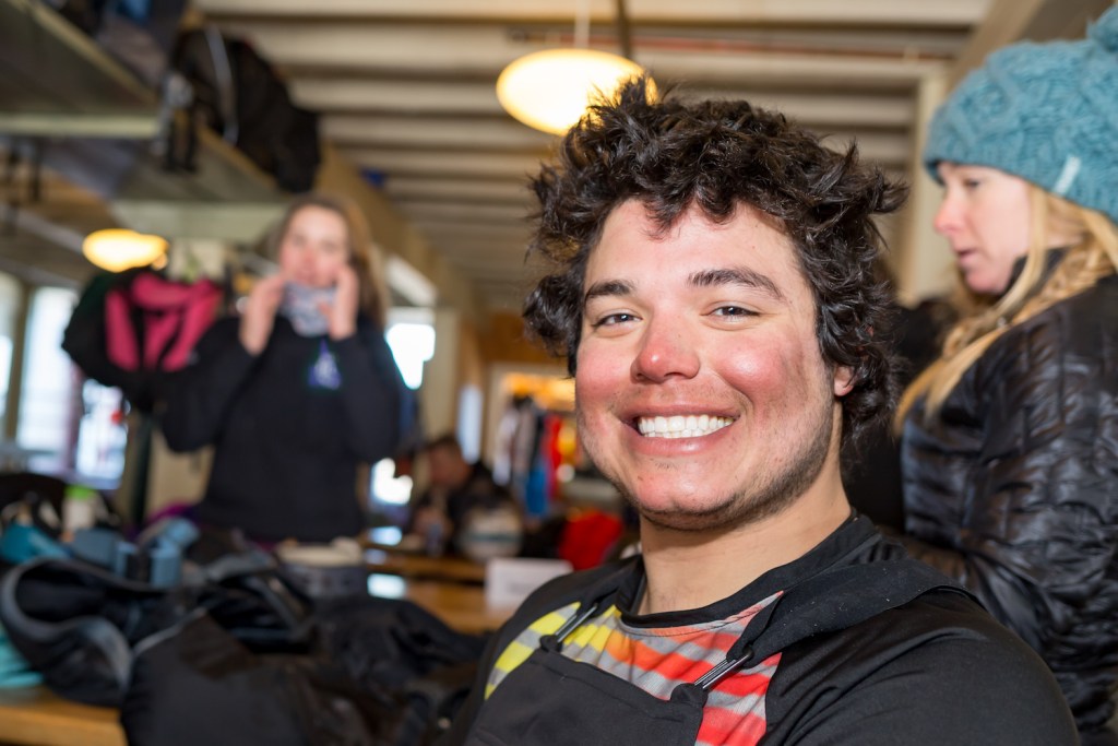 Trevor Kennison smiles after a day of skiing.