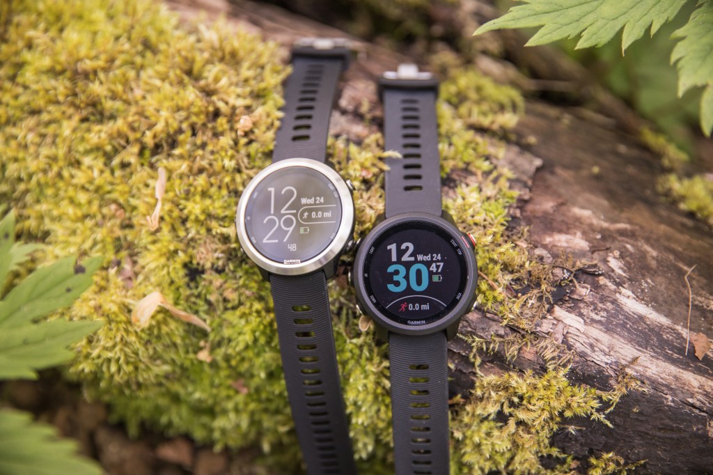 The Garmin Forerunner 645 and 245 side by side.