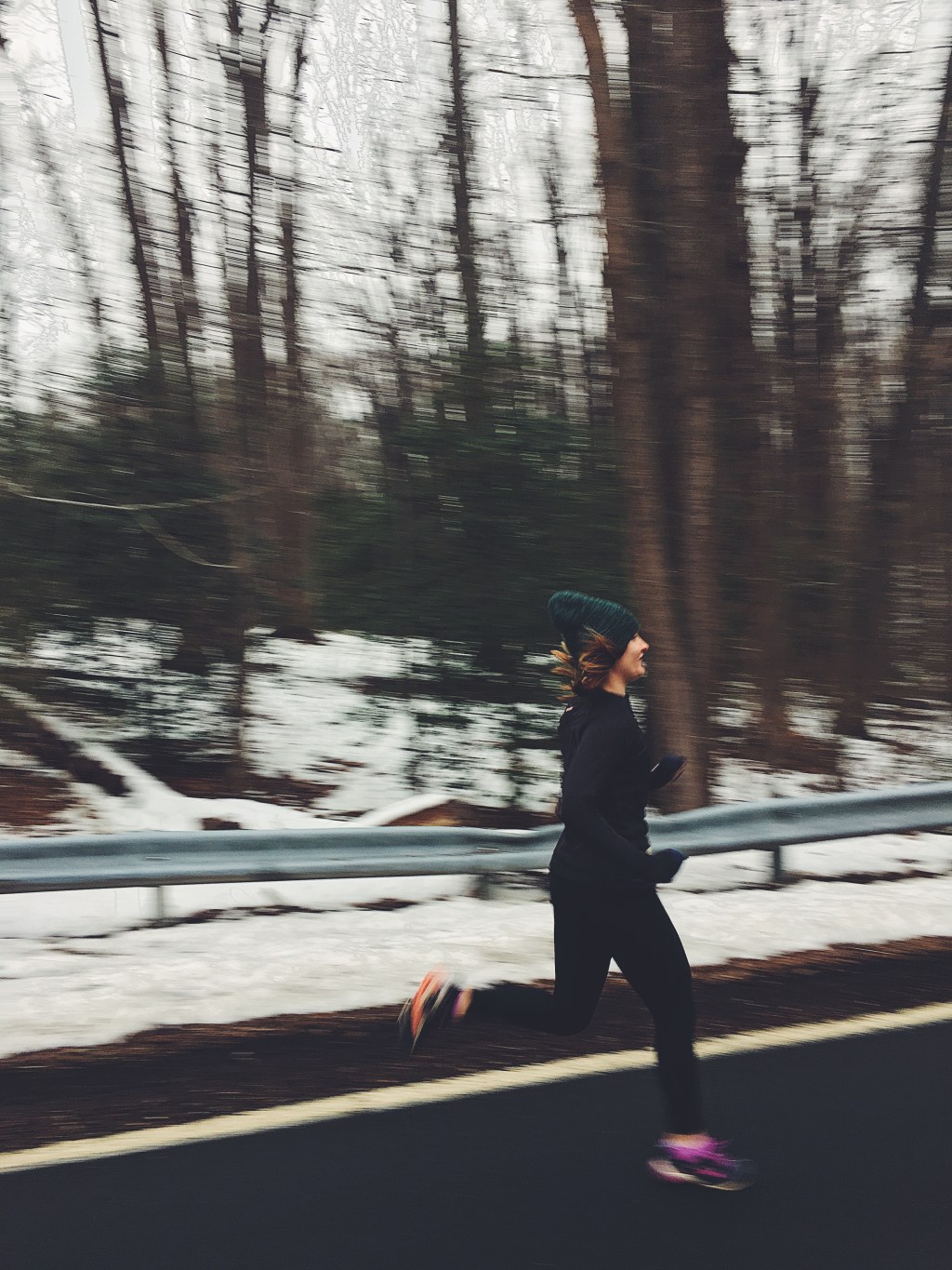 Sydney Zester goes for an early-morning run in the snow. 