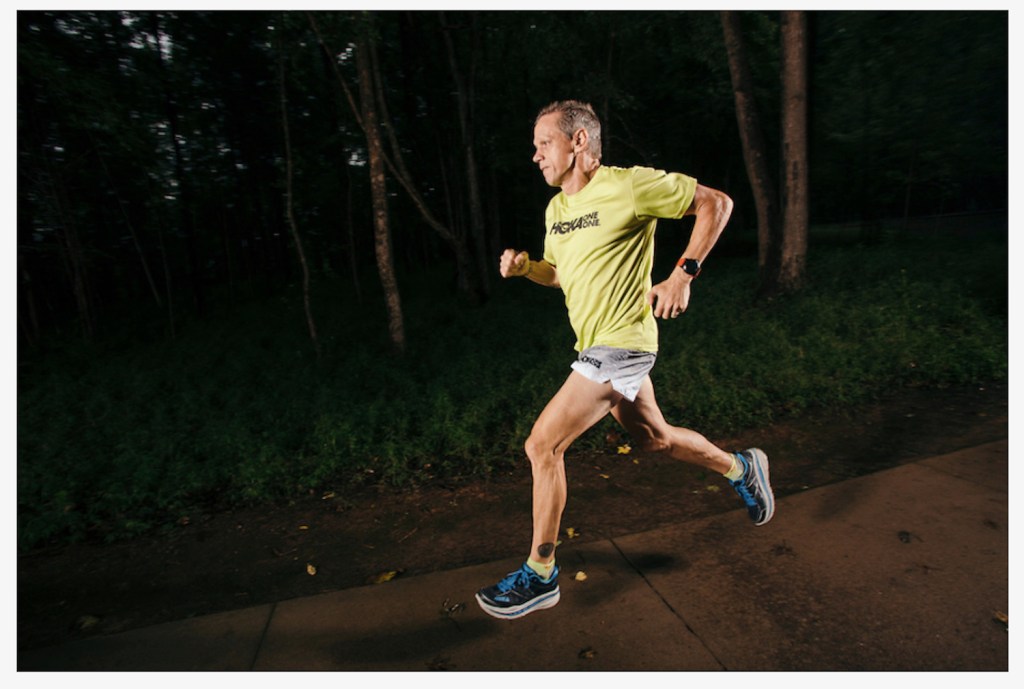 Charlie Engle, 56, on an early-morning run.