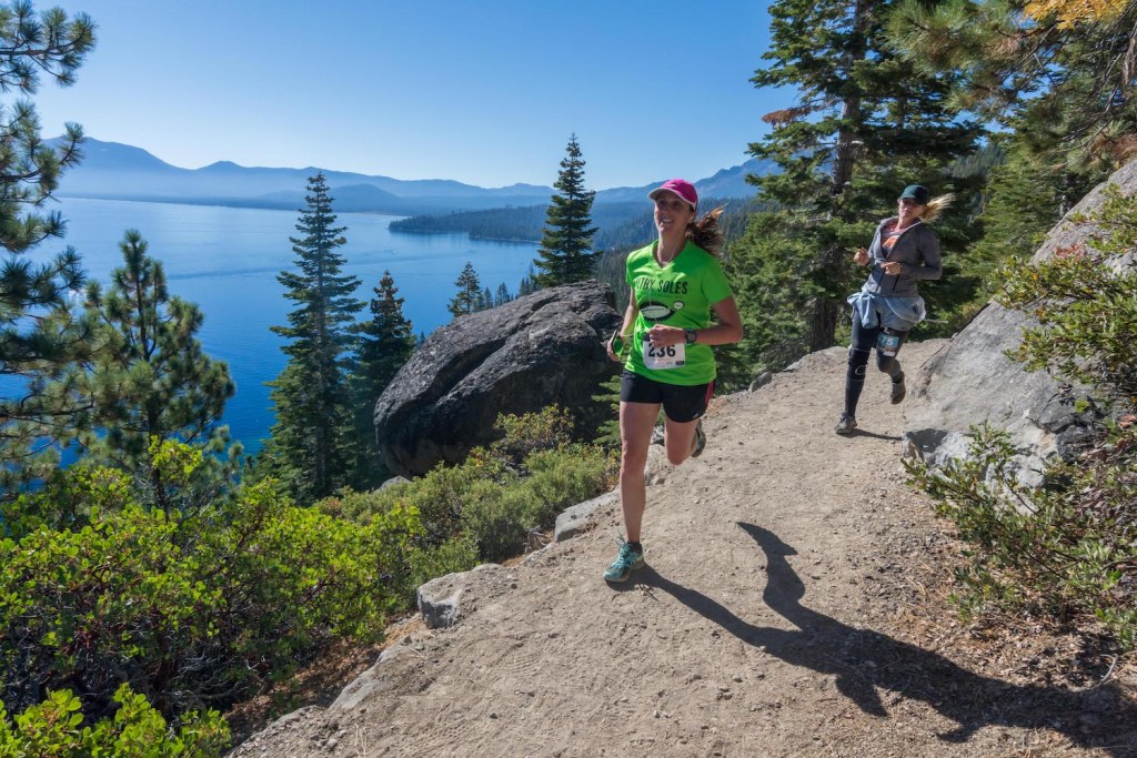 Runners enjoy views of Lake Tahoe during the Emerald Bay Trail Run. 