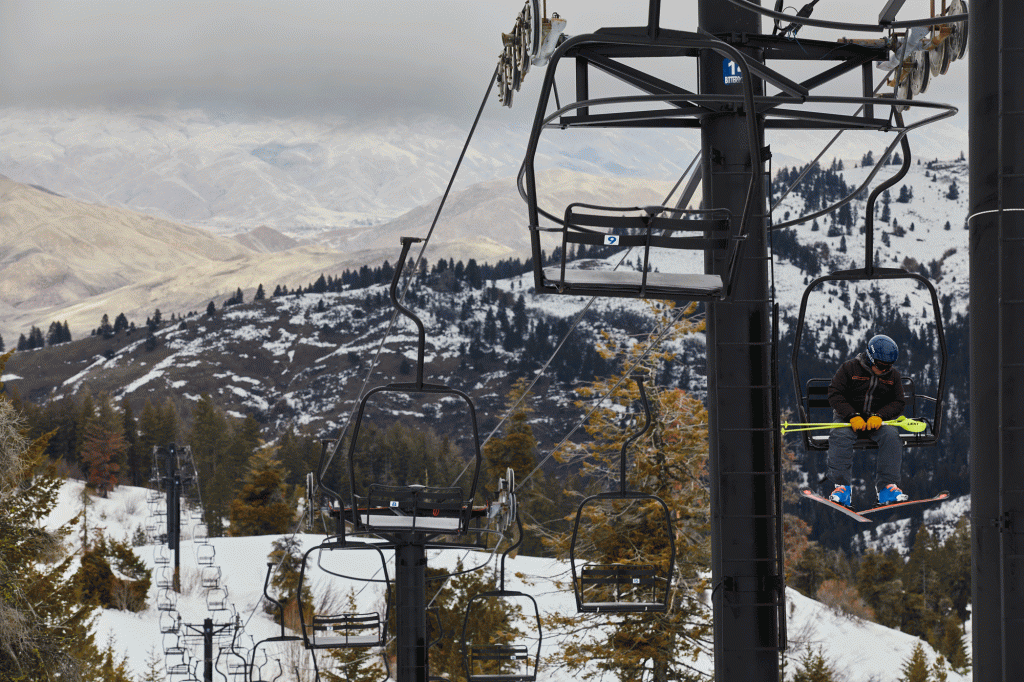 Empty chairlifts wait for skiers at Bogus Basin. 