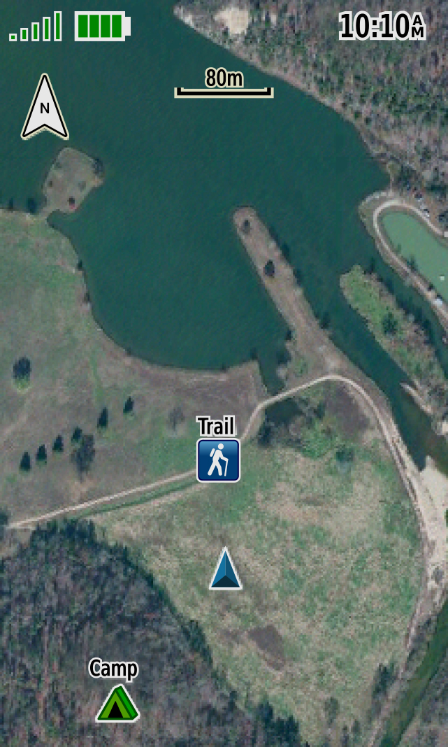 A detail shot of the satellite imagery on the Garmin GPSMAP 66i