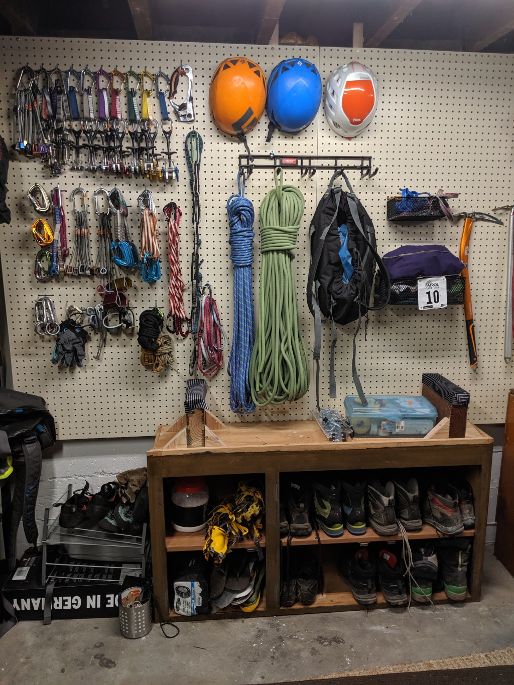 Use a pegboard to organize smaller items.