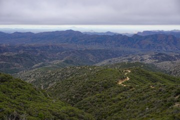 Part of the Wild West Route weaves across a lush hillside in Arizona.