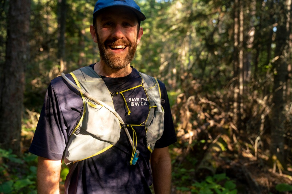 Alex Falconer during a run across Minnesota's Boundary Waters Wilderness Area.