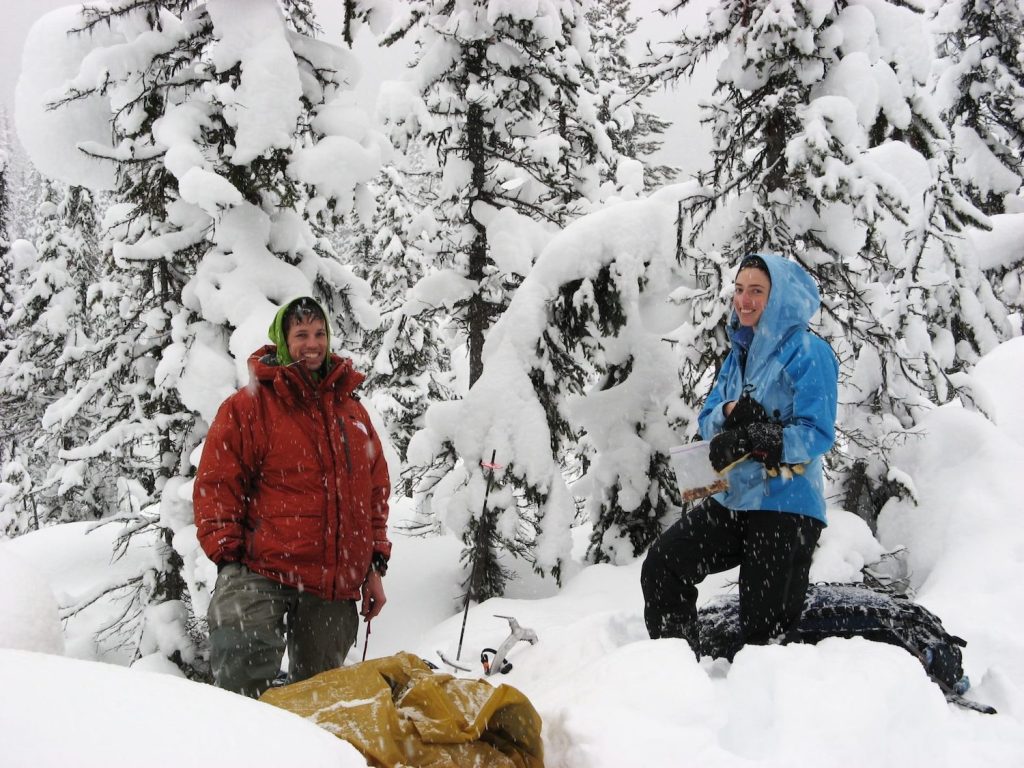 Kees Brenninkmeyer and Claire Dixon post up in the backcountry. 