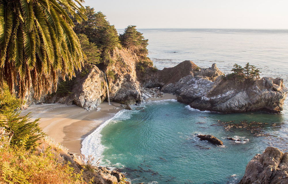 McWay Falls crashes down onto a small sand beach on the Big Sur coast.