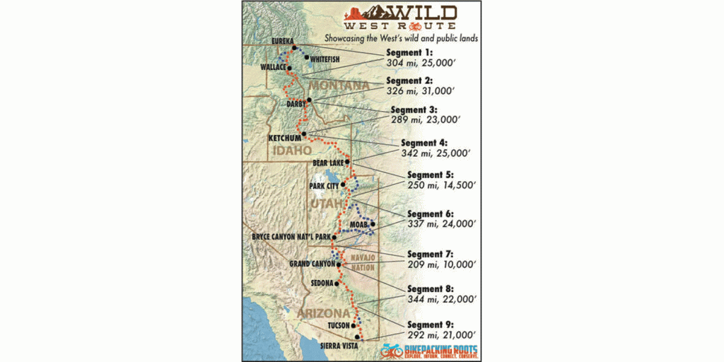 A map of the Wild West Route