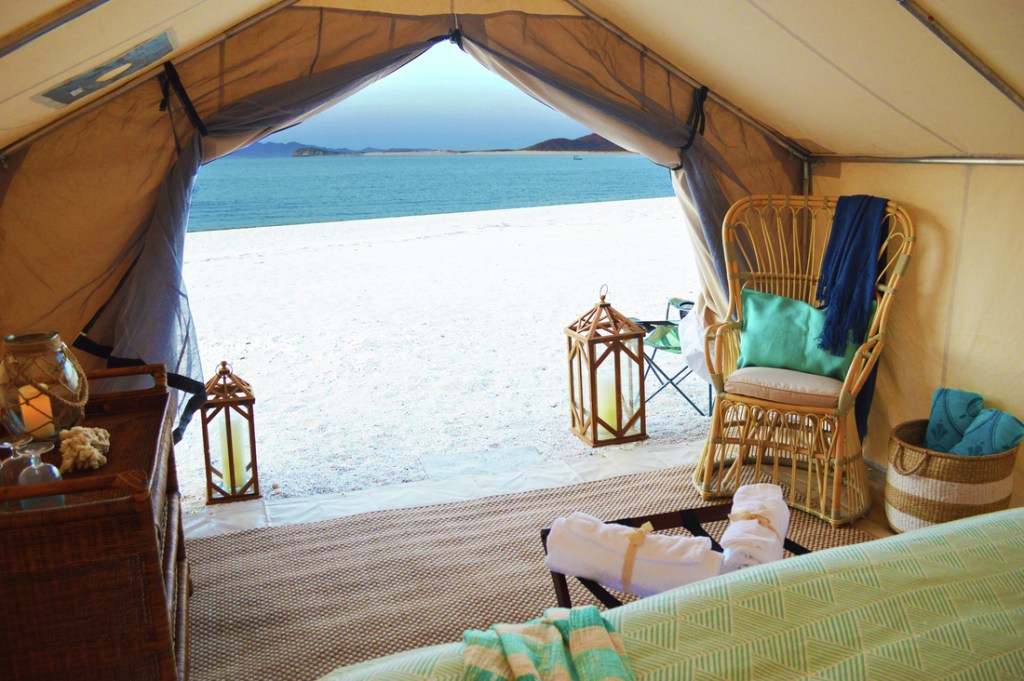 Luxurious tent on a beach.
